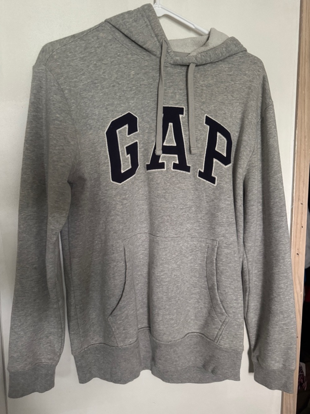 GAP Gray Crewneck Hoodie with Navy Logo